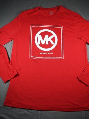 Michael Kors Long Sleeve Tee Red With White Logo Size Large